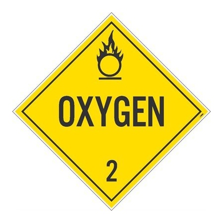 Oxygen 2 Dot Placard Sign, Pk50, Material: Adhesive Backed Vinyl